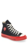Comme Des Garçons Play X Converse Chuck Taylor® Hidden Heart Red Sole High Top Sneaker In Black