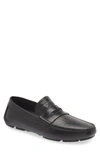 Ferragamo Newton Leather Moccasins In Nero