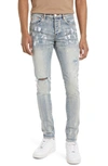 Purple Brand Paint Splatter Denim Jeans In Light Indigo Paint Blowout