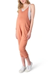 Everly Grey Maternity Brandi /nursing Romper In Sandstone