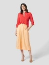 Equipment Slim-cut Long-sleeved Silk Shirt In Red Hibiscus