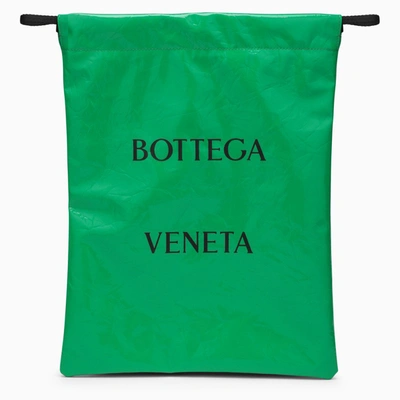 Bottega Veneta Green Patent Leather Bag With Logo