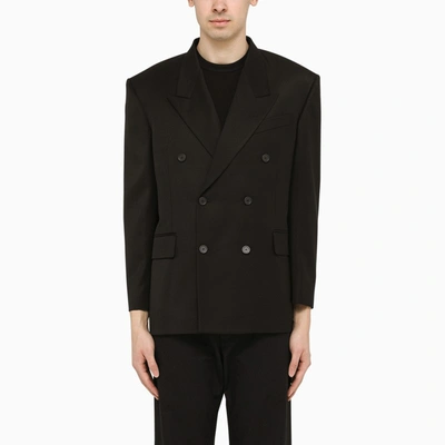 Balenciaga Double-breasted Wool-blend Blazer In Black