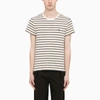 Saint Laurent Striped Monogram Cotton Jersey T-shirt In Multicolor