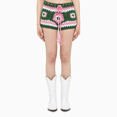 Matimì Green/white/pink Crochet Shorts