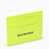 BALENCIAGA LOGO-PRINT CARD HOLDER IN FLUO YELLOW