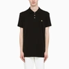 MOOSE KNUCKLES BLACK POLO T-SHIRT WITH LOGO PRINT