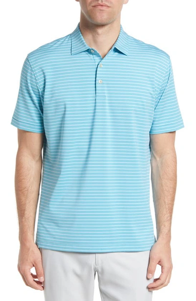 Peter Millar Drum Stripe Performance Polo In Reef Blue