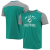 Majestic Men's Aqua, Heathered Gray Miami Dolphins Gridiron Classics Field Goal Slub T-shirt In Aqua