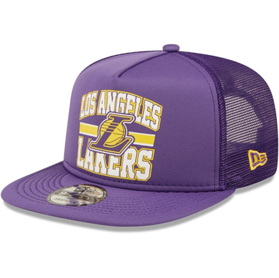 New Era Purple Los Angeles Lakers A-frame 9fifty Snapback Trucker Hat