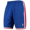 Mitchell & Ness Men's  Royal Philadelphia 76ers Hardwood Classics Team Swingman Shorts In Royal