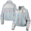 The Wild Collective Navy Boston Red Sox Colorblock Track Raglan Full-zip Jacket In Light Blue