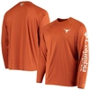 COLUMBIA COLUMBIA TEXAS ORANGE TEXAS LONGHORNS TERMINAL TACKLE OMNI-SHADE RAGLAN LONG SLEEVE T-SHIRT