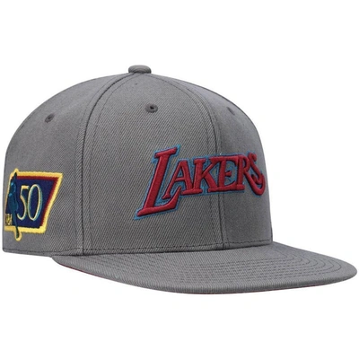Mitchell & Ness Charcoal Los Angeles Lakers Hardwood Classics Nba 50th Anniversary Carbon Cabernet F