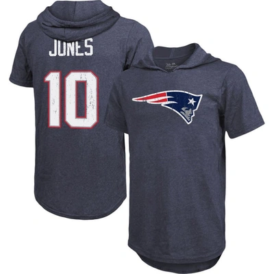 Majestic Men's  Threads Mac Jones Navy New England Patriots Player Name And Number Tri-blend Hoodie T