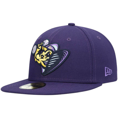New Era Purple Fort Myers Mighty Mussels Alternate Authentic Collection 59fifty Fitted Hat