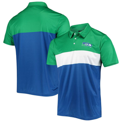 Foco Men's  Neon Green, College Navy Seattle Seahawks Retro Colorblock Polo Shirt In Green,college Navy