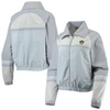 The Wild Collective Navy Milwaukee Brewers Colorblock Track Raglan Full-zip Jacket In Light Blue