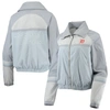 The Wild Collective Navy Detroit Tigers Colorblock Track Raglan Full-zip Jacket In Light Blue
