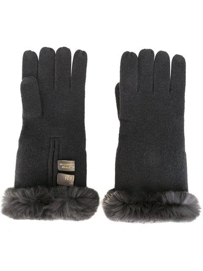 N•peal Contrast Trim Gloves In Grey