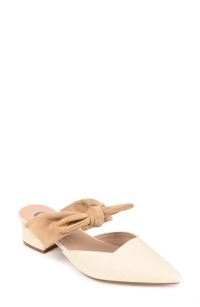 Journee Collection Women's Melora Bow Detail Slip On Mules In Off White