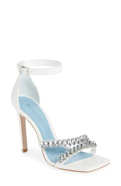 Schutz Women's Linsey Crystal-embellished Leather Sandals In White