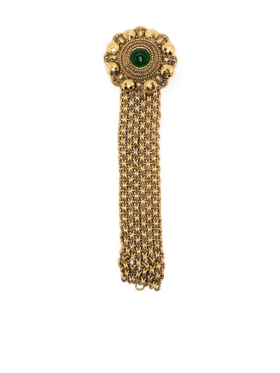 Pre-owned Chanel 1980s Gemstone-embellished Chain Bracelet In Gold