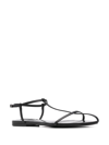 Jil Sander Black Sandals With Ankle Buckle Closure In Leather Woman In Black