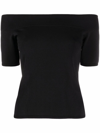 Alexander Mcqueen Off-the-shoulder Stretch-knit Top In Black