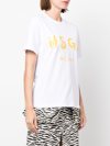 Msgm Cotton T-shirt With Logo In Bianco