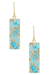 Saachi 18k Gold Plated Mojave Turquoise Rectangle Drop Earrings In Green