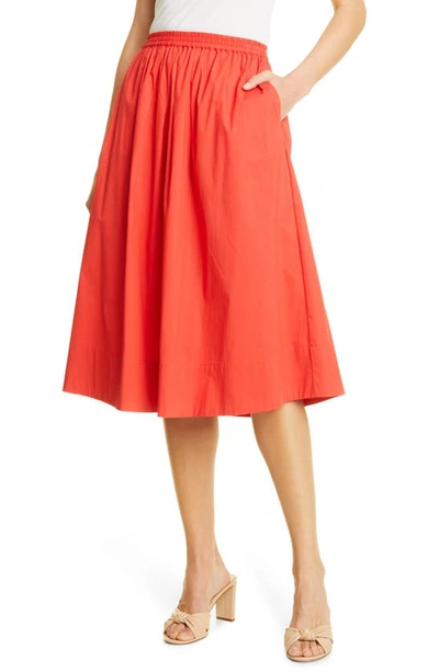 Donna Karan Cotton Full A-line Skirt In Flame