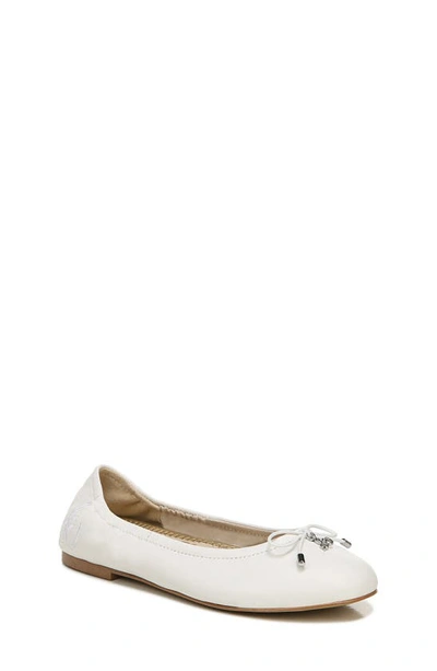 Sam Edelman Kids' Girl's Felicia Bow Leather Ballet Flats In Bright White
