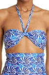 LA DOUBLEJ SHELL PRINT REVERSIBLE BANDEAU BIKINI TOP