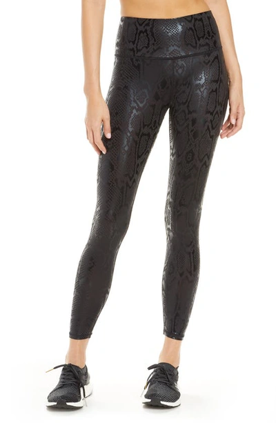 Terez Foil Uplift Leggings In Obsidian Snakeskin