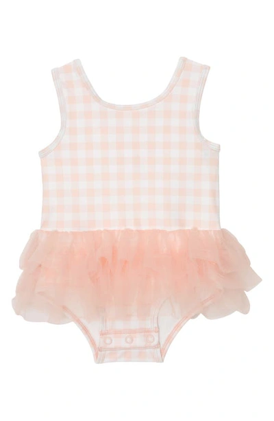 Tucker + Tate Babies' Gingham Tutu One-piece Swimsuit In Pink Cream Gingham