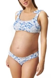 Pez D'or Toile De Jouy Two-piece Maternity Swimsuit In White/ Blue