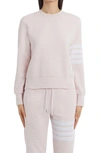 Thom Browne 4-bar Cotton Ribbed Sweatshirt In Light Pink