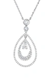 Crislu X Andrew Prince Pear-shaped Double Loop Pendant Necklace In Platinum