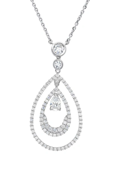 Crislu X Andrew Prince Pear-shaped Double Loop Pendant Necklace In Platinum