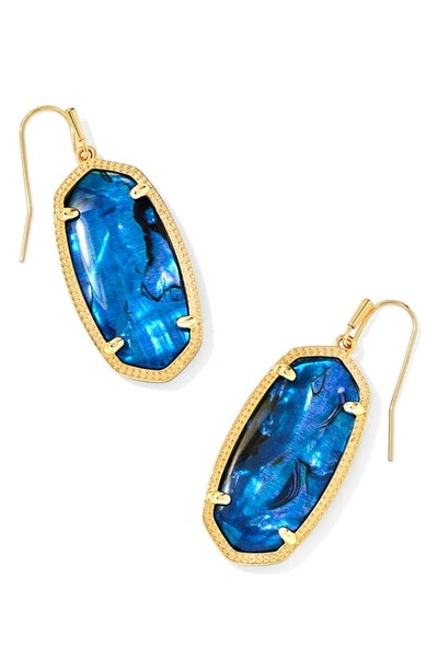 Kendra Scott 14k Gold Plated Elle Drop Earrings In Navy Abalone