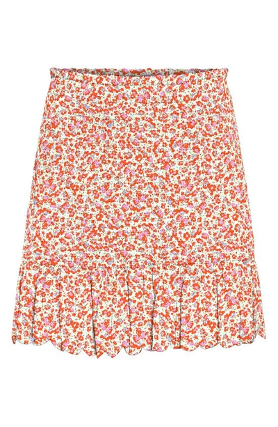 Vero Moda Nica Floral Print Skirt In Cherry Tomato Aop Nica