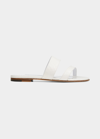 Manolo Blahnik Dual-band Embossed Flat Sandals In Whit1014blck0015