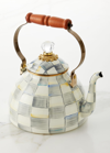 MACKENZIE-CHILDS STERLING CHECK TEA KETTLE, 3QT.