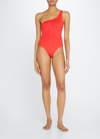 Melissa Odabash Palermo Animal-print One-shoulder One-piece Swimsuit In Red Ribbed