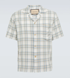 Gucci Viscose Checked Bowling Shirt In Milk/azure/mc