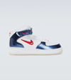 Nike Men's Air Force 1 Mid Qs Sneaker In White/university Red In White/university Red-midnight Navy-white