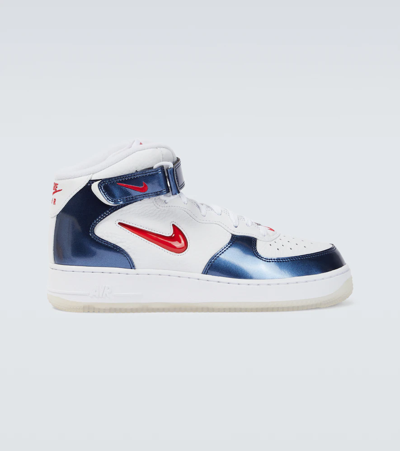 Nike Men's Air Force 1 Mid Qs Trainer In White/university Red In White/university Red-midnight Navy-white