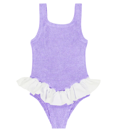 Hunza G Kids' Denise Swimsuit In Purple