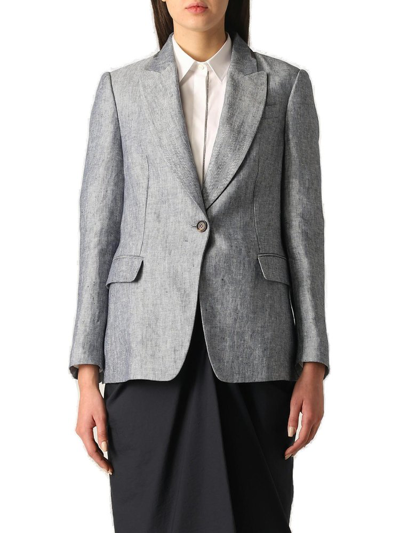 Brunello Cucinelli Tailored Buttoned Jacket In Grey